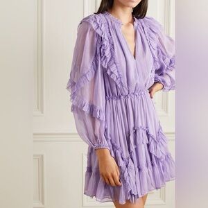 Ulla Johnson Lilac Aberdeen Ruffled Mini Dresss